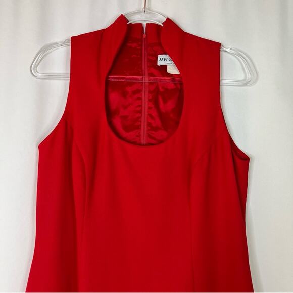 HW Collections | Vintage Red Sleeveless Dress Made in USA Long Scoop Neck 12 - Picture 2 of 8
